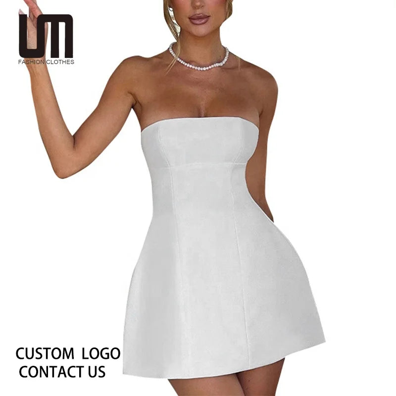 Liu Ming New Product Fashion Summer Casual Sleeveless White Party Evening Elegant Short Mini Dress for Women