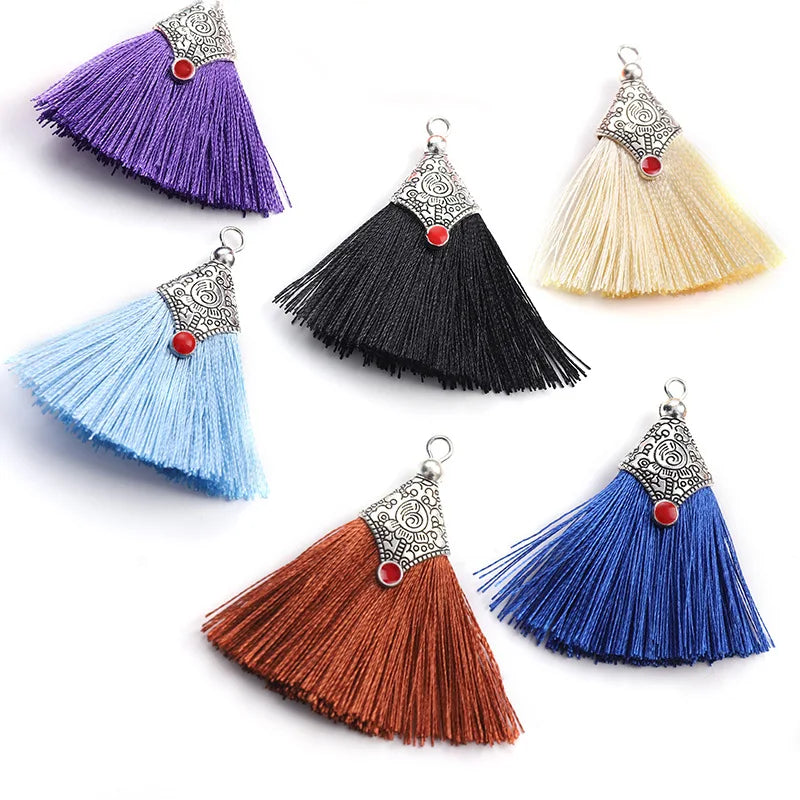 Rayon Ice Silk Tassels Fringe with Rope for Bookmark Bag Jewelry Making