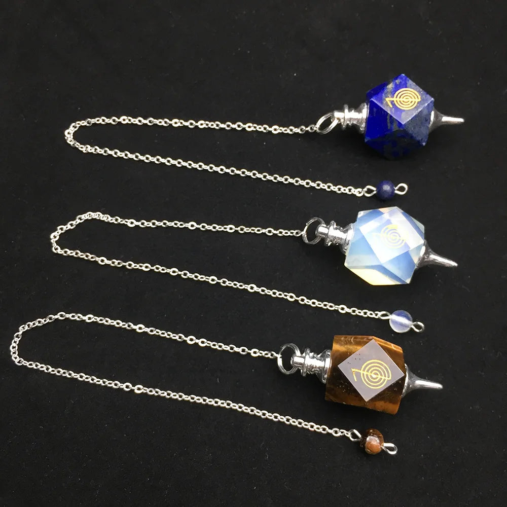 Hexagon Symbol Pendulum Reiki Divination Hypnotic Prop Chakra Crystal Chain Wholesale Healing Stone Love Gemstone Folk Art