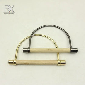 Handbag Hardware Accessory Purse Accessories D Shape Frame Metal and Wooden Handle for Handbag Purse