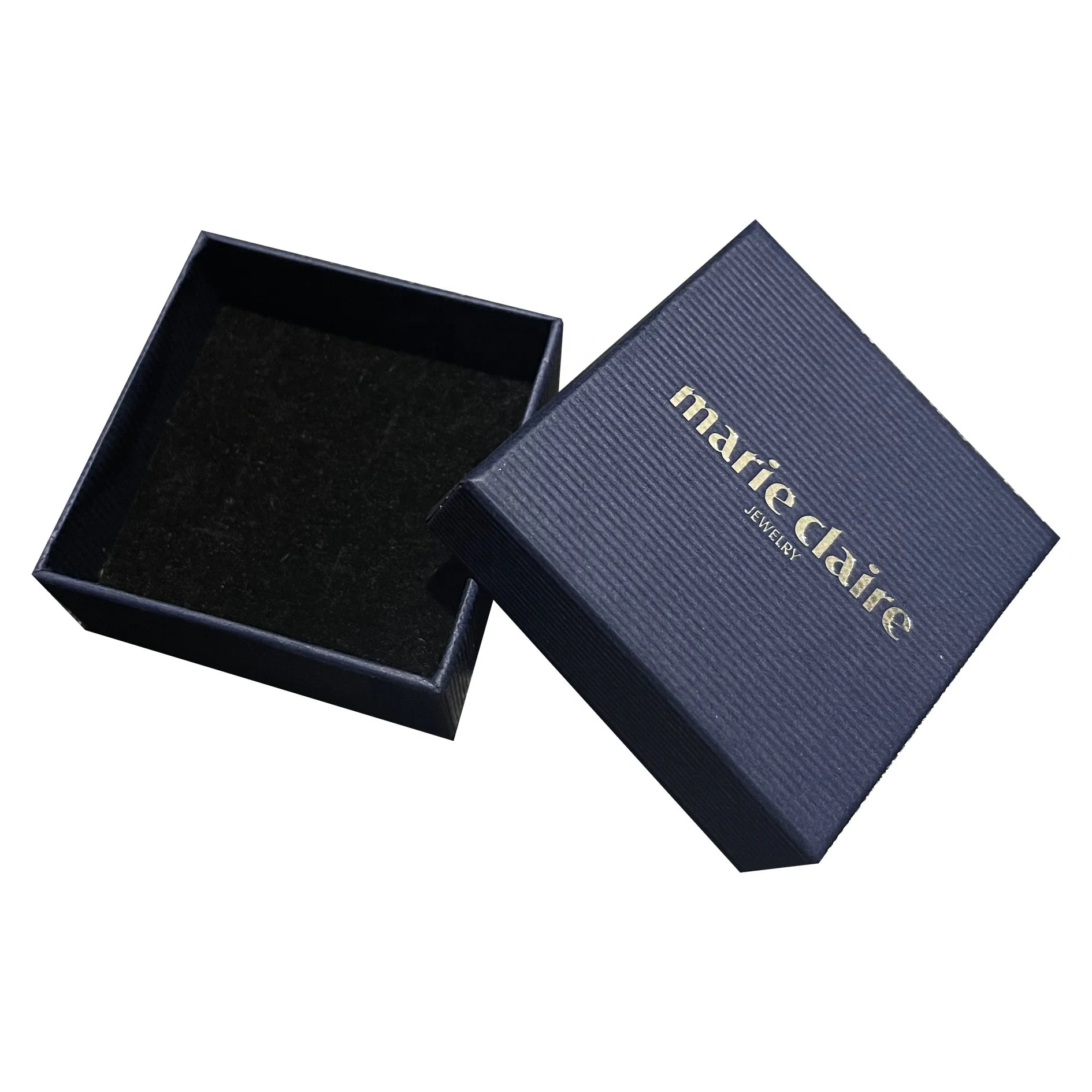 Customized Navy Blue Square Paper Jewelry Box with Custom Logo-Carton Packaging for Rings Earrings Pendants Bracelets Necklaces