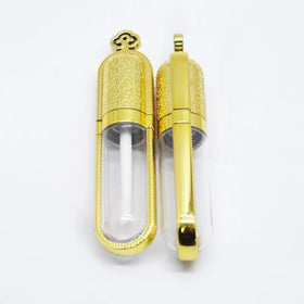 In Stock Gold Square Double Wall Clear Plastic Lipgloss Bottle 8ml Screen Printing Empty Containers Tube