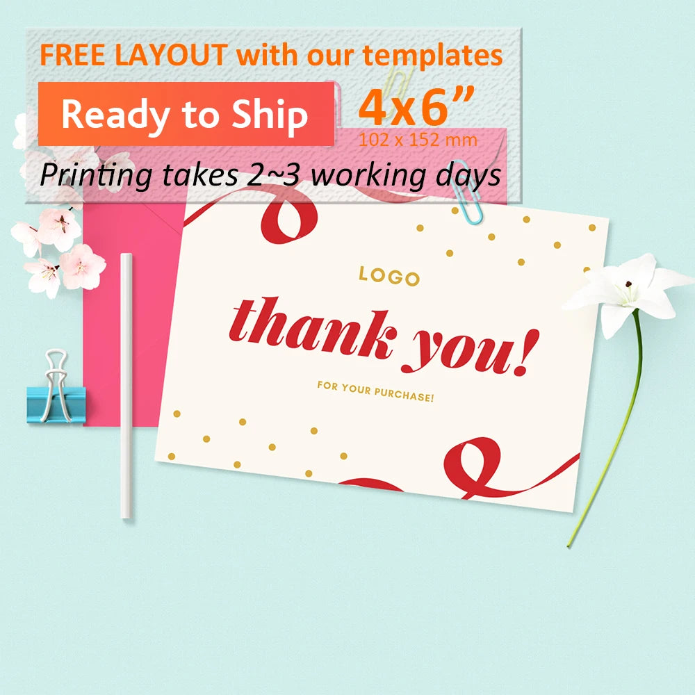4x6in customized fast and cheap thank you card flyer for present