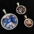 Family New Year Gift 70mm Super Big Circle Photo Pendant Necklace Photo Frame 18K Gold Plated Charms Memory Photo Necklace