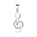 Custom 925 Sterling Silver Pendants 3A Cubic Zirconia Rhodium Plated Music Note Symbol Plated Pendant