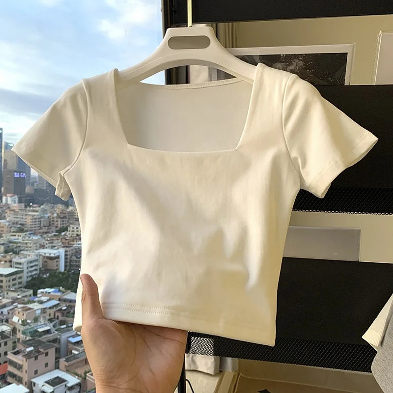 Women Blank Short Sleeve White Shirt Custom Quality Cotton Loose Crop Blouse T Shirt