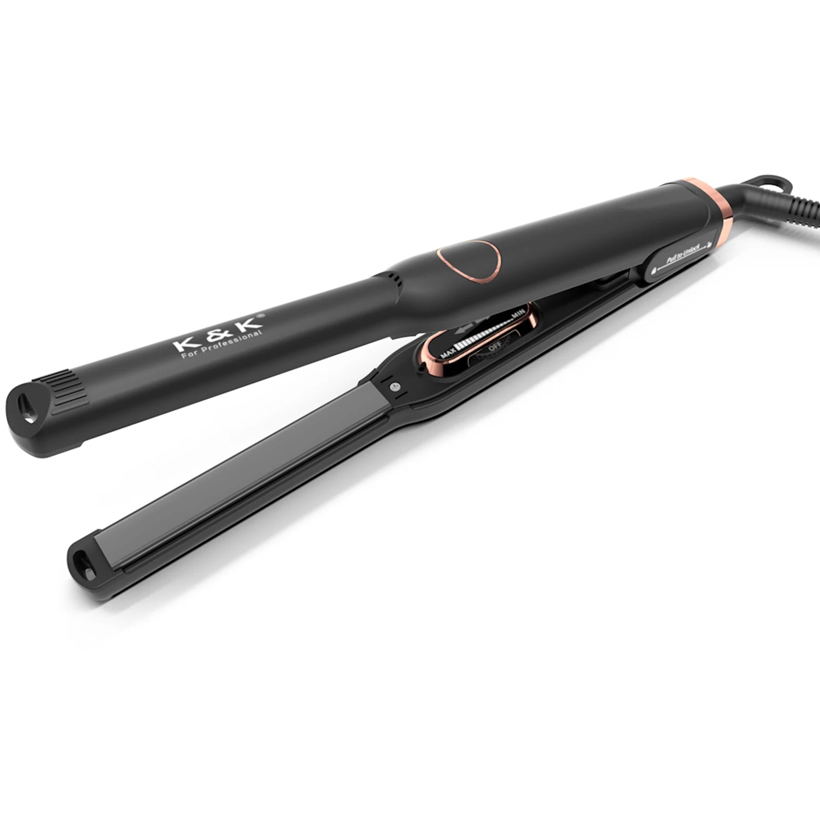 Women's Electric 2-in-1 Titanium Plate Flat Iron LCD Digital Display Adjustable Temperature Custom Logo-for Household RV Use