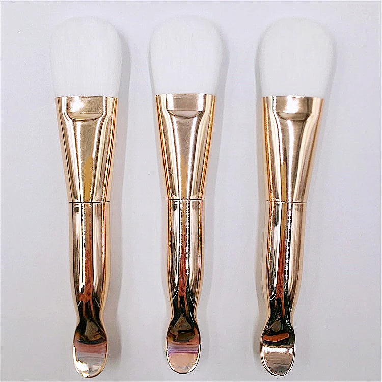 Private Label Luxury Gold Double-Head Synthetic Hair Makeup Brush for Facial Mask Cream Mixing Face Skin Care Cosmetic Tool