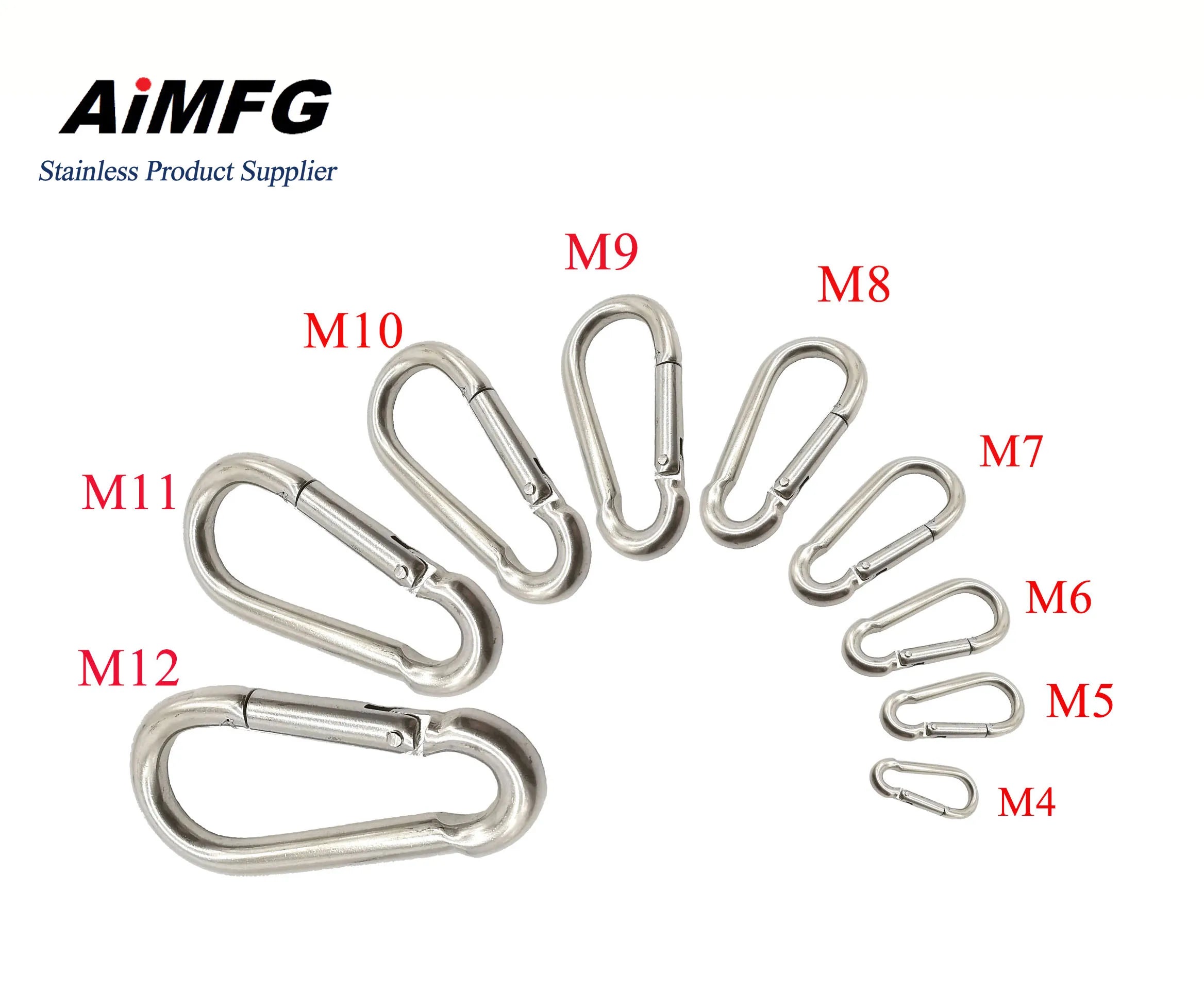 Spring Clasp Spring Hook Clip Metal Spring Buckle Latch Hook Loaded Stainless Steel Carabiner Clip