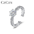 CZCITY Sterling Jewelry Woman Gem Engagement Diamond Wedding Design Girl Open Moissanite Ring Silver 925