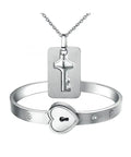 Epsilon A Couple Lovers Jewelry Love Heart Lock Bracelet Stainless Steel Bracelets Bangles Key Pendant Necklace Jewelry With Gift Box