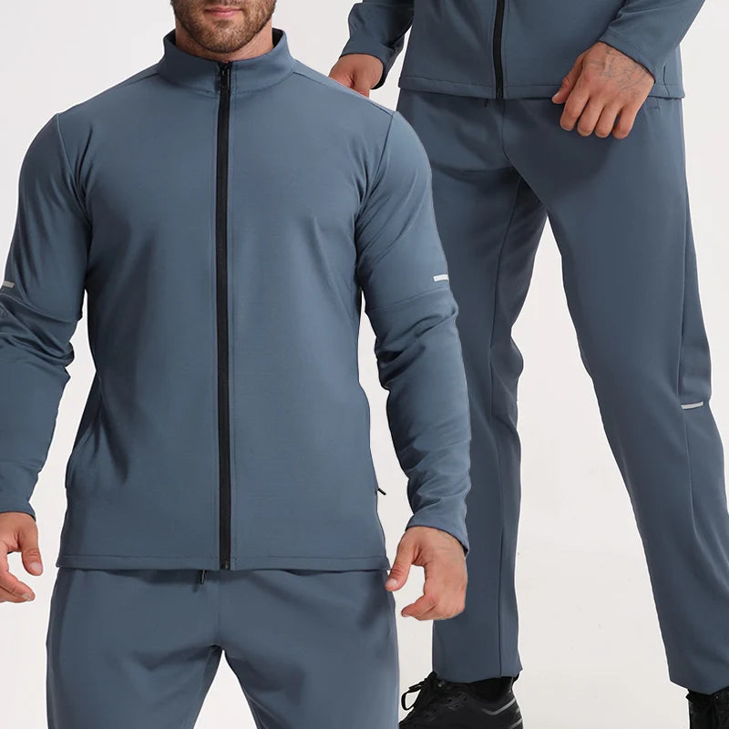 Two Piece Jogging Suits Men Running Pants and Jacket Sport Set Fitness Wear Mens Reflective Tracksuit