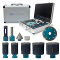10Pcs Vacuum Brazed Diamond Hole Saw Kit Tile Crown +Milling Bit+Chamfer Bit+Diamond Blade Diamond Core Drill Bits Set