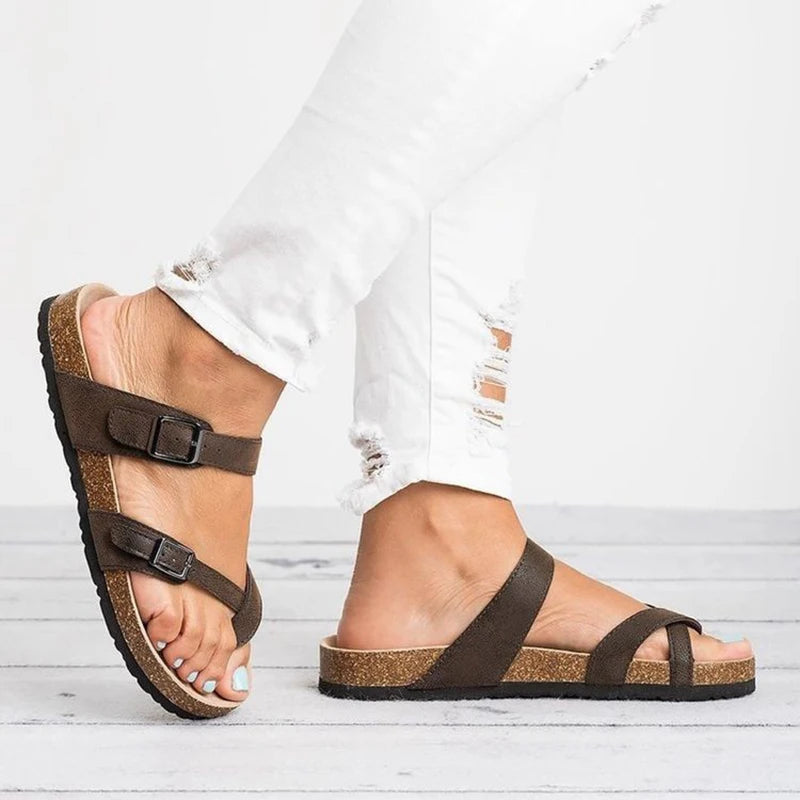 New Cheap Plus Size Fashion All-match PU Rubber Ladies slippers Summer Beach Flat Sandals for Women