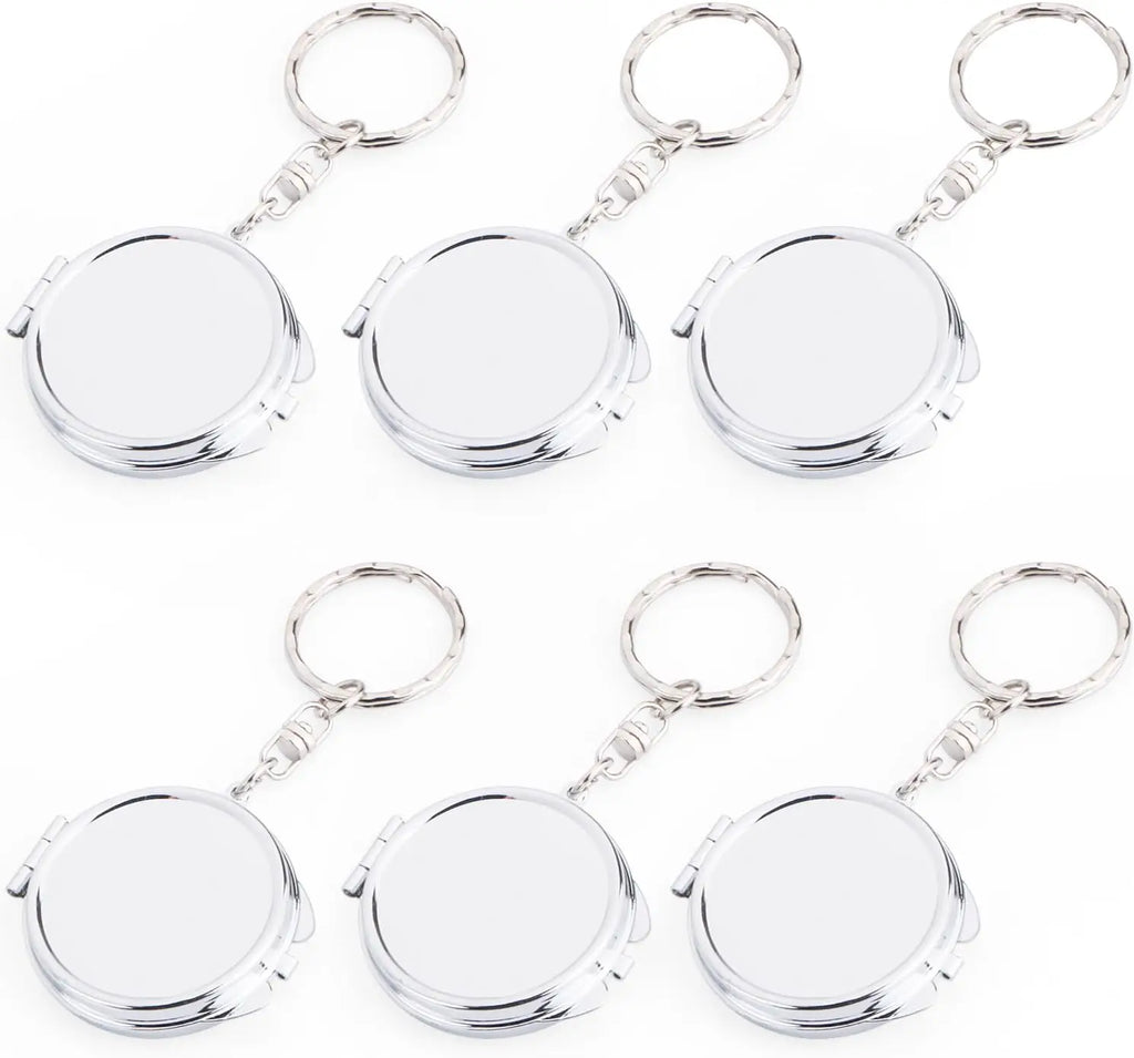 Wholesale DIY Photo Sublimation Blank Metal Pocket Compact Mirror Keychain