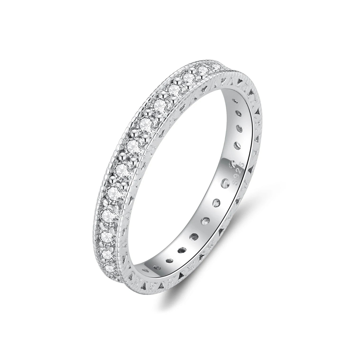 925 Sterling Silver Classic Zircon Engagement Band Fine Jewelry Bridal Ring Perfect Gift for Women BSR462