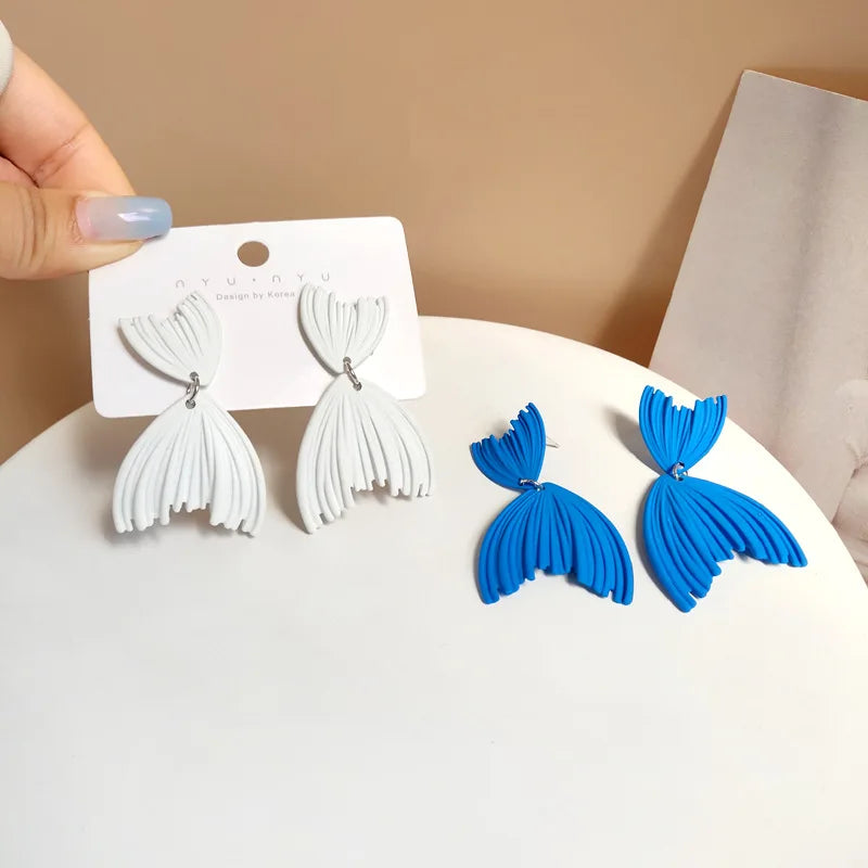 Wholesale Ladies Fashion Fish Tail Blue Fishtail Earrings