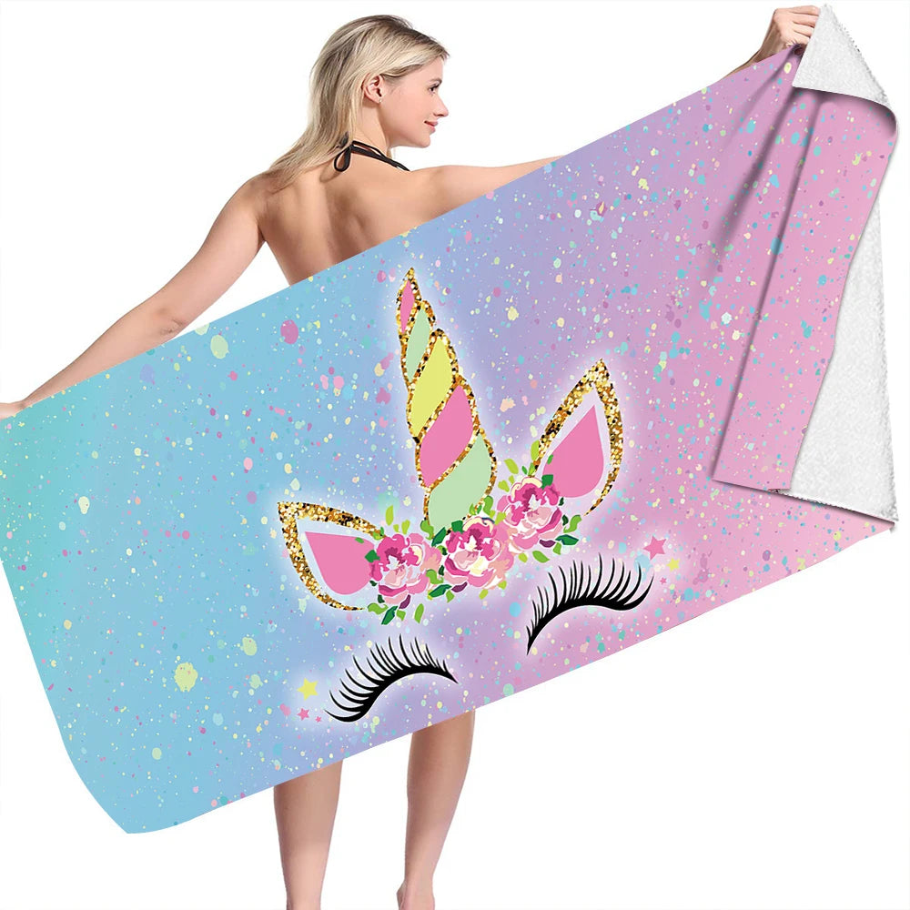 Wholesale Children's Popular Design Unicorn Printed Microfiber Compressed Quick-Dry Eco-Friendly Beach Blanket & Towel