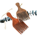Hot Selling Custom Logo Afro Comb Eco-friendly Anti-Static Wide Tooth Hair Pick with Sandalwood Handle for Home Use
