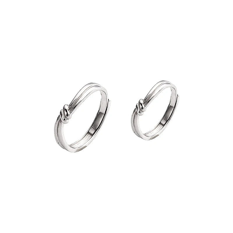 Free Size Adjustable Couple Rings 925 Sterling Silver for Wedding Engagement Jewelry Knot love Ring