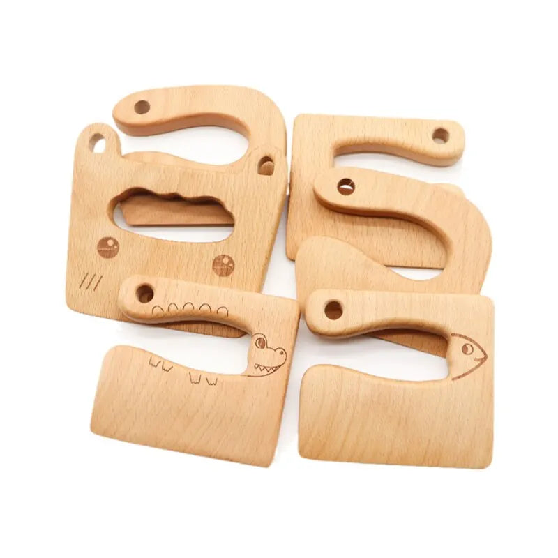 Wholesale Bamboo Blade Wooden Kitchen Early Childhood Education Toys for Kids Children Eco-Friendly Safe Vegetable Cutters