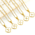 Wholesale 18K Gold Letter A-Z Pendant Four Leaf Clover Initial Charm Hot Selling Stainless Steel Link Chain Necklace for Women