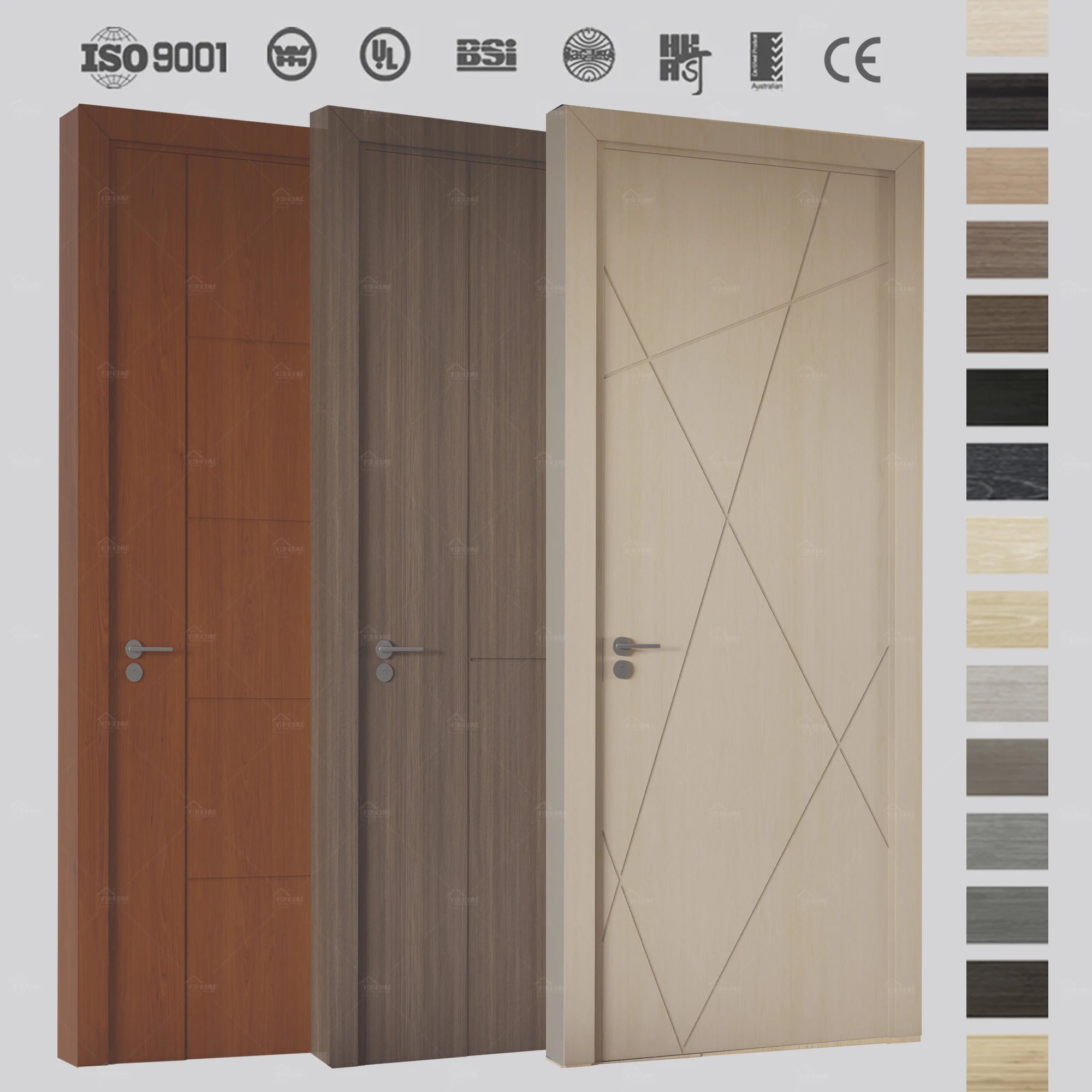 China Foshan Wholesale Elegant Interior Mdf Bedroom Door Classic Interior Room Doors for House Wooden Interior Doors