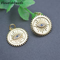 Good Quality Nickel Free Anti Fading Gold Plated Round White Royal Blue Zircon Eye Charms for Jewelry Making