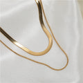 Fenny Wholesale 18K PVD Plated Tarnish Free Waterproof Double Layer Snake Chain Stainless Steel Necklace  Women Fashion Jewelry