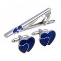 Wholesale Heart Shape Elegant Cufflinks Tie Clips Custom Mens Suit Shirt Fashion Accessory Tie Pin Wedding Tuxedo Trendy Jewelry