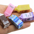 100Pcs/Lot Cartoon Milk Bottle Pencil Top Cute Fruit Milk Box Design Pen Top Korea Stationery Material Office School Supplies MegaBDM