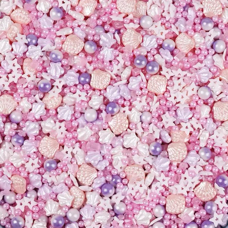 Customized Wholesale Cake Sprinkle pink Beach Theme Cake Sprinkle pink Shells Beach Them Beads Sugar Pearls Sprinkles Reposteria