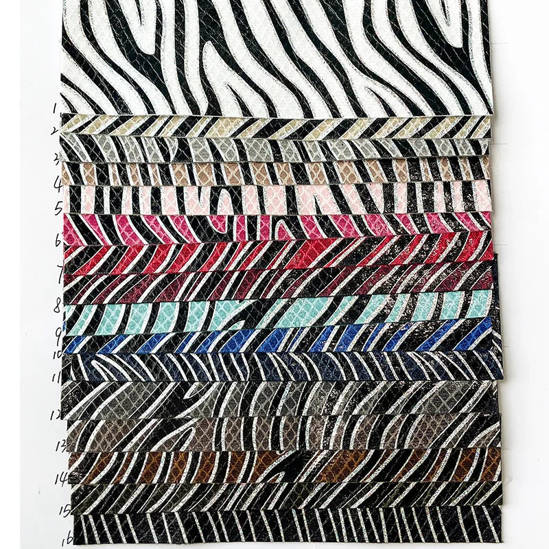 Wholesale Zebra Stripes Colored Ultra-thin Fuax Leather Used for Jackets Bags Shoes Etc