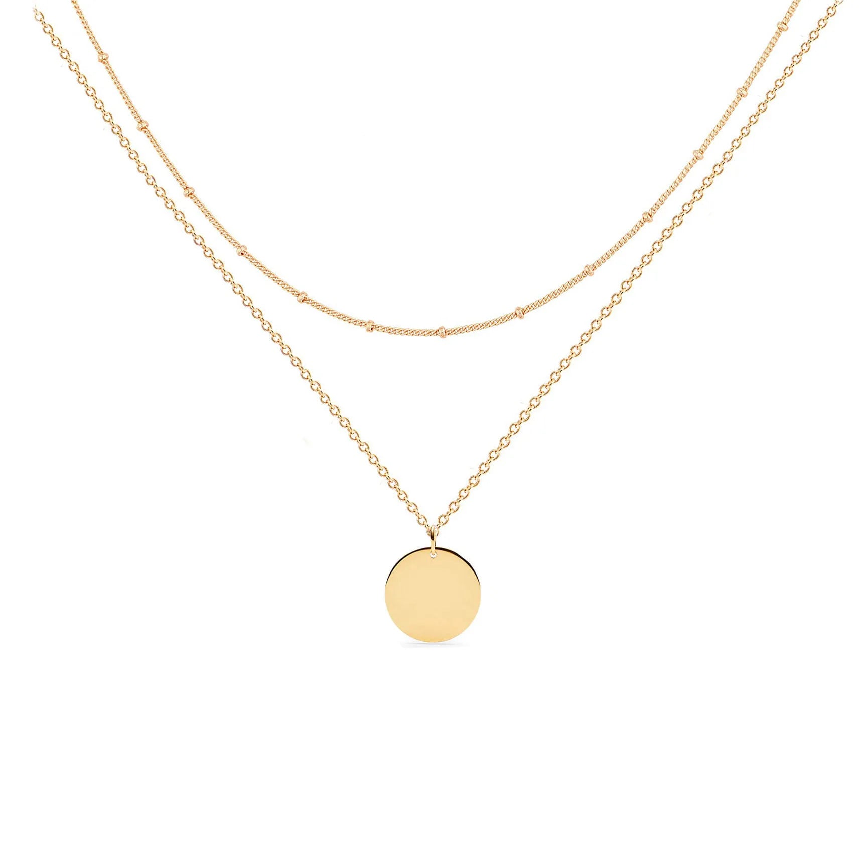 Personality Double Choker Round Pendant Necklace 18k DIY Name logo Jewlery