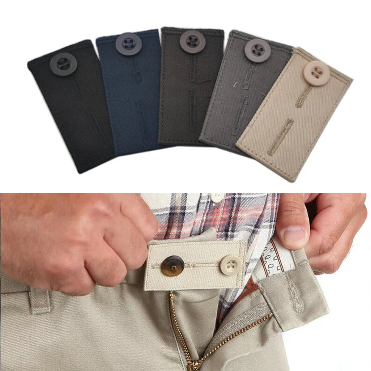 5Pcs/set  Adjustable Jeans Pants Waistband Button Extenders Skirt Elastic Pants Waist Extender