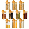 Wholesale Airtight Glass Jars Bamboo Lids Spoons Kitchen Canisters Coffee Sugar Beans Tea Spice Storage Bamboo Stand