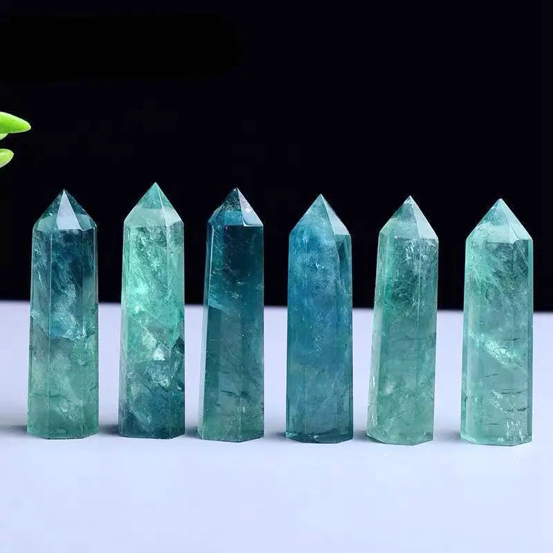 High Quality Wholesale Reiki Gemstone Wands Crystal Points Blue Fluorite Point for Healing