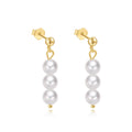 Wholesale Fashion Jewelry 925 Sterling Silver Simplicity Dangling Pearl Gold Plated Stud Earring Jewelry for Women