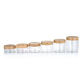 Food Grade Wood Grain Lid Clear PET Plastic Jar with Aluminum Screw Top Cap 80ml-250ml Capacity for Skin Care Cosmetic Lotion