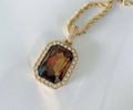 Mother's Day Jewelry 18k Gold Necklace Chunky Necklace Rope Chain Brown Stone Necklace