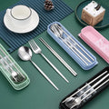 Portable Stainless Steel Chopsticks Spoon Fork Cutlery Set Personalized Outdoor Travel Foldable Case for Tea