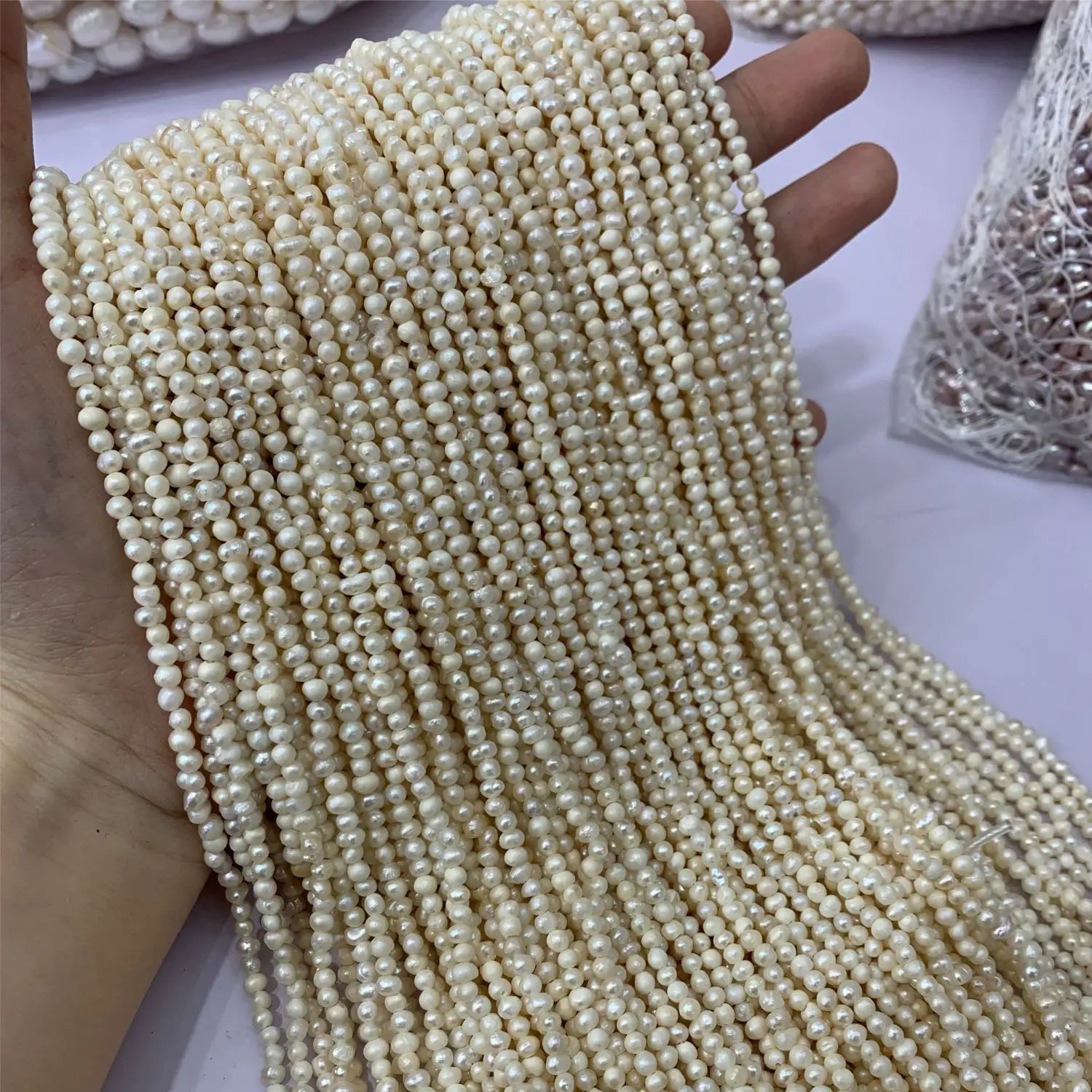 Diy Pearls 1-4mm a Near Round Potato Wholesale Freshwater Pearls Natural Pearl Beads