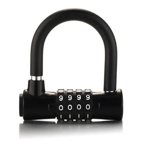 Heavy Duty Outdoor Waterproof Lock with Resettable Combo Lock Zinc Alloy 4 Digit U-type Combination Padlock Black