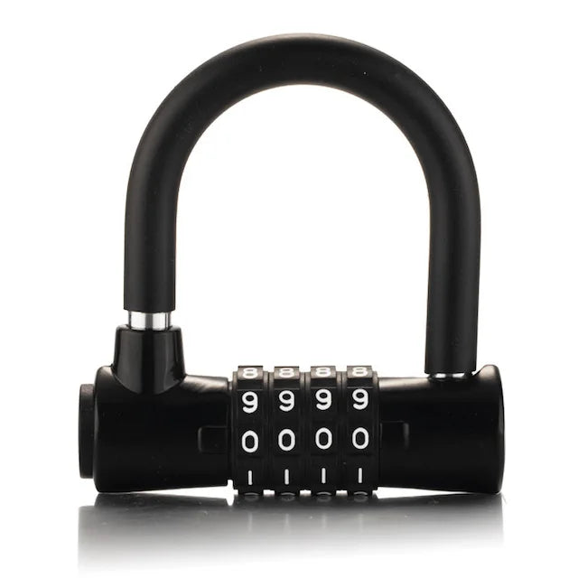 Heavy Duty Outdoor Waterproof Lock with Resettable Combo Lock Zinc Alloy 4 Digit U-type Combination Padlock Black