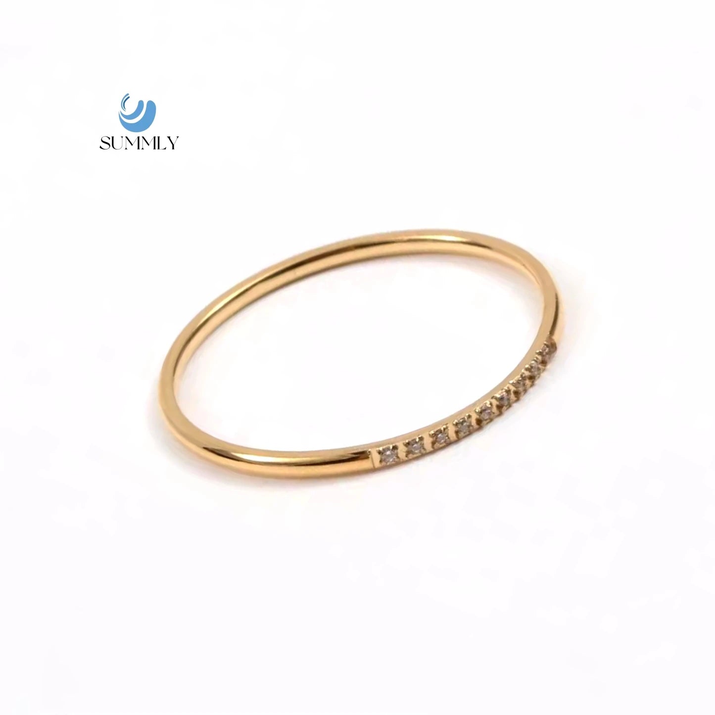 SUMMLY Vintage Personalized Diamond 18K Gold Plated Stainless Steel Rings Fine Fashion Jewelry
