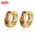Fast Delivery 4 Colorful Ziorcon Stone Brass Jewelry Huggie Earring Earing for Women