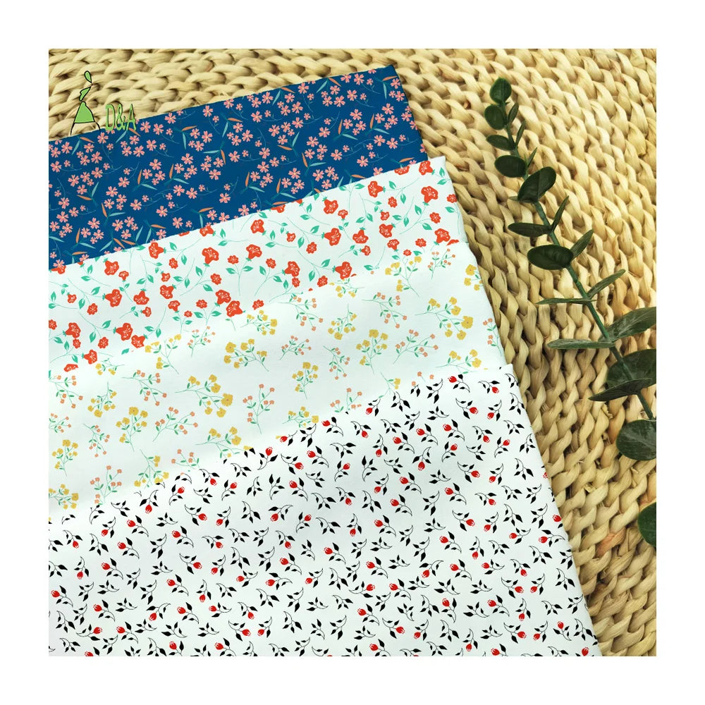 Small Floral Printed Custom 100% Cotton Poplin Fabric Lightweight Stain Resistant for Girls Boys Shirts Dresses Skirts Cover