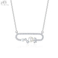 New Arrival 18K Solid White Gold Natural Pearl Diamond Pendant Necklace Simple Elegant Design for Women