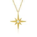 No Fade Gold Plated Women Star Crystal Jewelry Stainless Steel starburst North Star Pendant Necklace with Cz