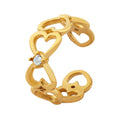 Factory Bulk Supply Customizable Aesthetic Stainless Steel Jewelry Ring 18K Gold Plated Zircon Design Wholesale Adjustable